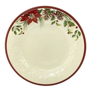 Longaberger NATURE'S GARLAND 9" Luncheon Plate Christmas Poinsettia Retired